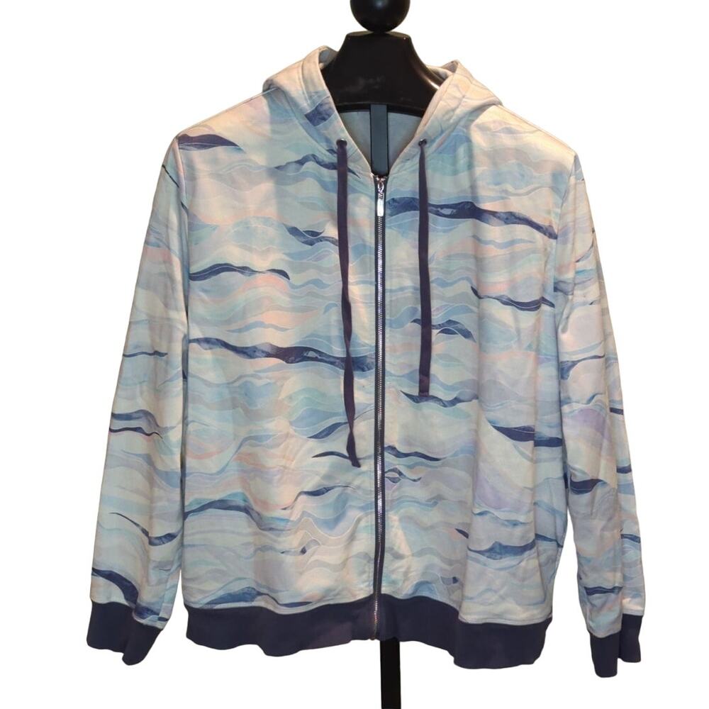 Erin Condren Hoodie Jacket Size XXL Zip Front Pastels Abstract Wave Pattern